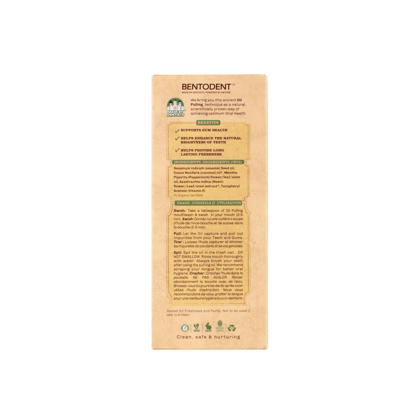 Bentodent Coconut Oil Pulling Mouthwash with Neem & Mint – 6 oz