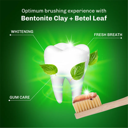 Bentodent Fluoride-Free Remineralizing Toothpaste – Organic Bentonite Clay & Betel Leaf | SLS-Free, Vegan