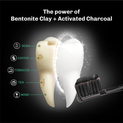 BENTODENT Toothpaste - Bentonite Clay & Activated Charcoal, Fluoride-Free, SLS-Free, Vegan, 3.52 oz