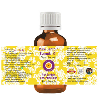 dève herbes Benzoin Essential Oil – Pure, Steam-Distilled 30ml (1oz) | Styrax Benzoin