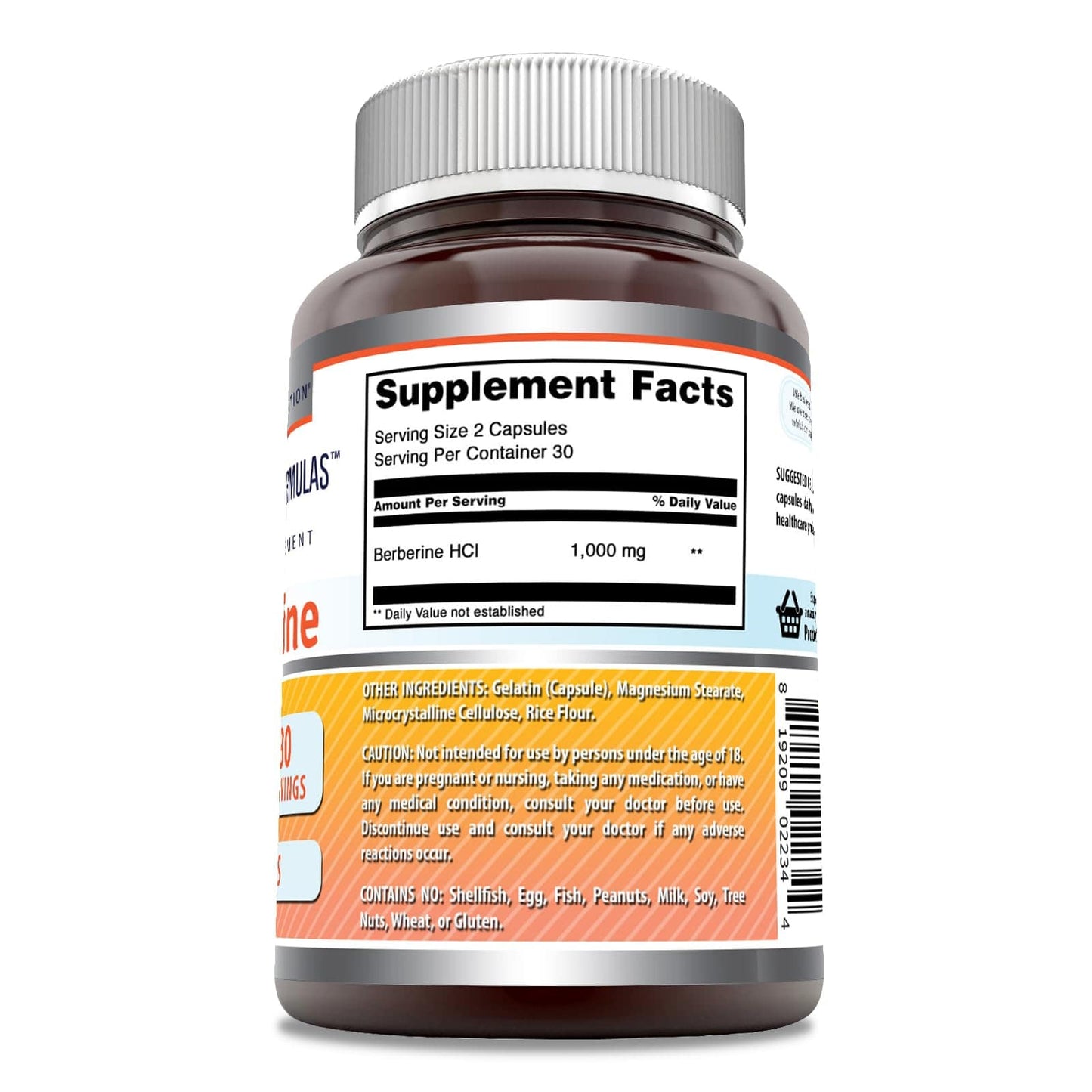 Amazing Formulas Berberine 1000mg Per Serving 60 Capsules Supplement | Non GMO | Gluten Free | Made in USA