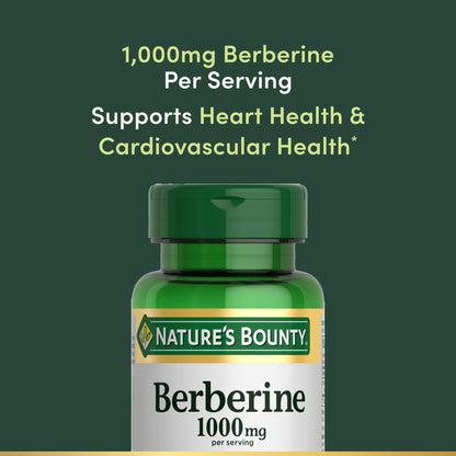 Nature's Bounty Berberine 1000mg – Heart Health Support, Non-GMO, 60 Count