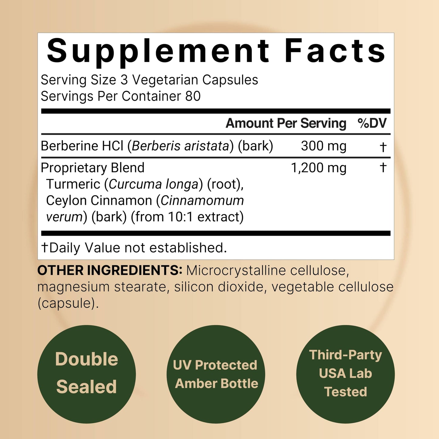 Berberine 1500mg with Cinnamon & Turmeric – 240 Veggie Capsules | 97% Pure Berberine HCL | Vegan, Non-GMO
