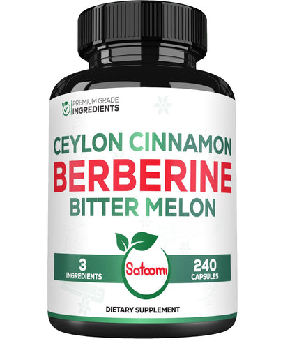 Berberine 1500mg with Organic Cinnamon Bark & Bitter Melon – 240 Vegan Capsules (80 Servings)