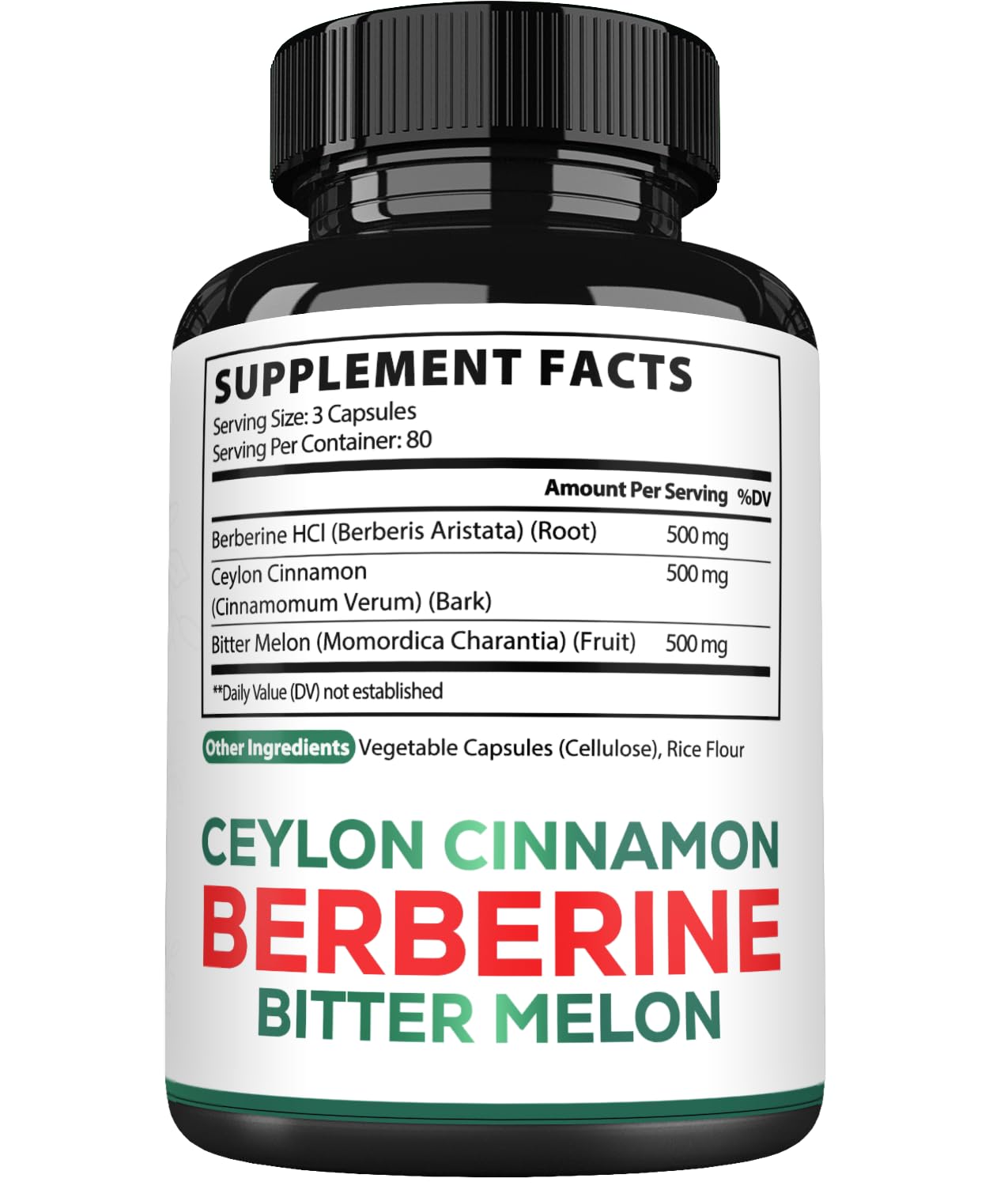 Berberine 1500mg with Organic Cinnamon Bark & Bitter Melon – 240 Vegan Capsules (80 Servings)