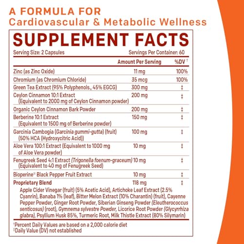 21-in-1 Berberine Supplement with Cinnamon, Chromium, Bitter Melon & Green Tea Extract – 120 Count