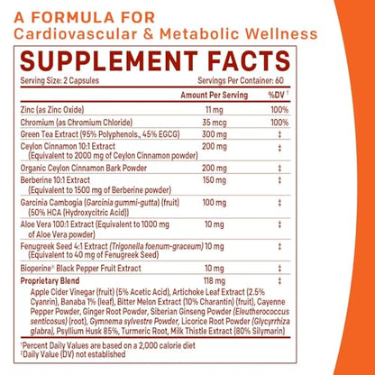 21-in-1 Berberine Supplement with Cinnamon, Chromium, Bitter Melon & Green Tea Extract – 120 Count