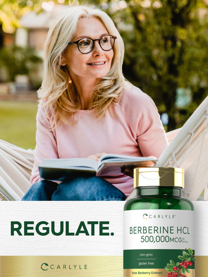 Carlyle Berberine HCL Supplement | 500,000mcg | 60 Capsules | Vegetarian, Non-GMO, Gluten Free
