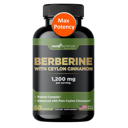 Gade Nutrition Berberine with Ceylon Cinnamon | Berberine HCl 1200 mg | USA Made