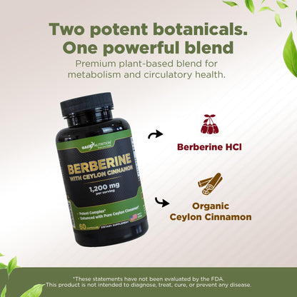Gade Nutrition Berberine with Ceylon Cinnamon | Berberine HCl 1200 mg | USA Made