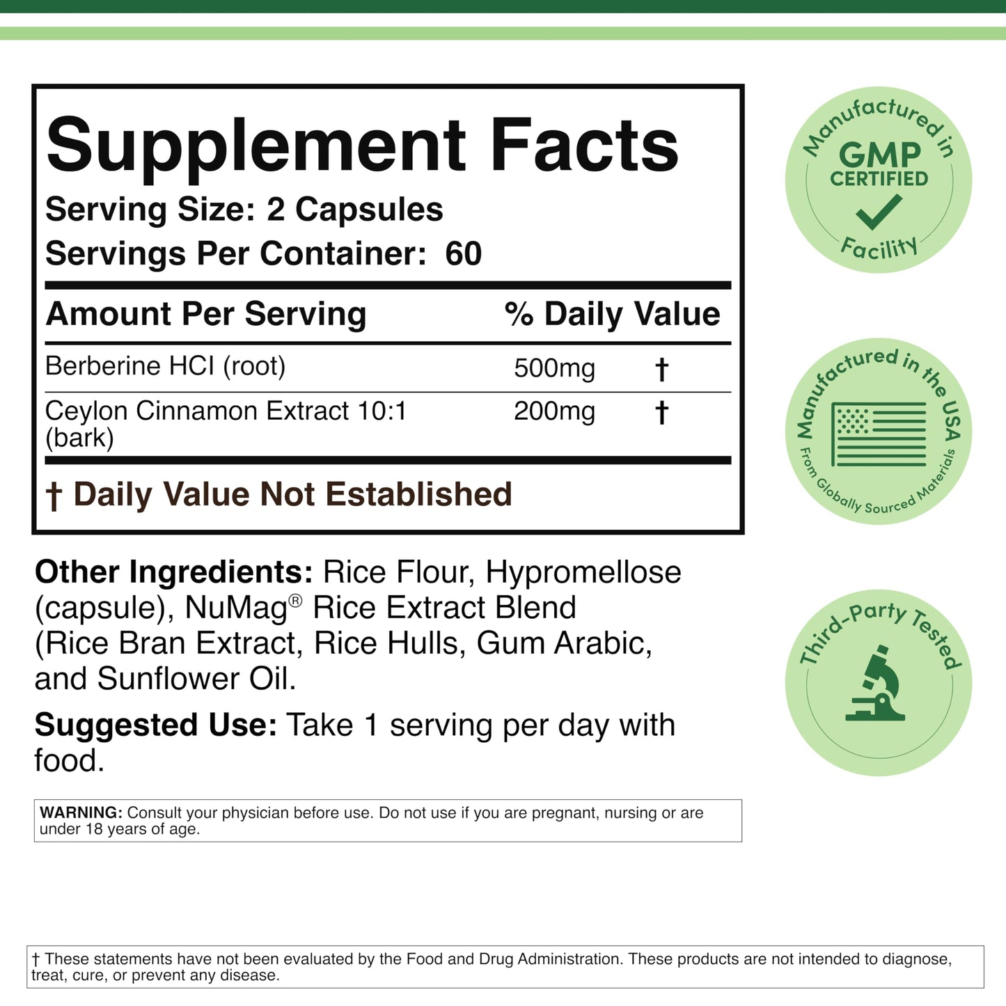Berberine with Ceylon Cinnamon – 120 Capsules | Metabolic Health
