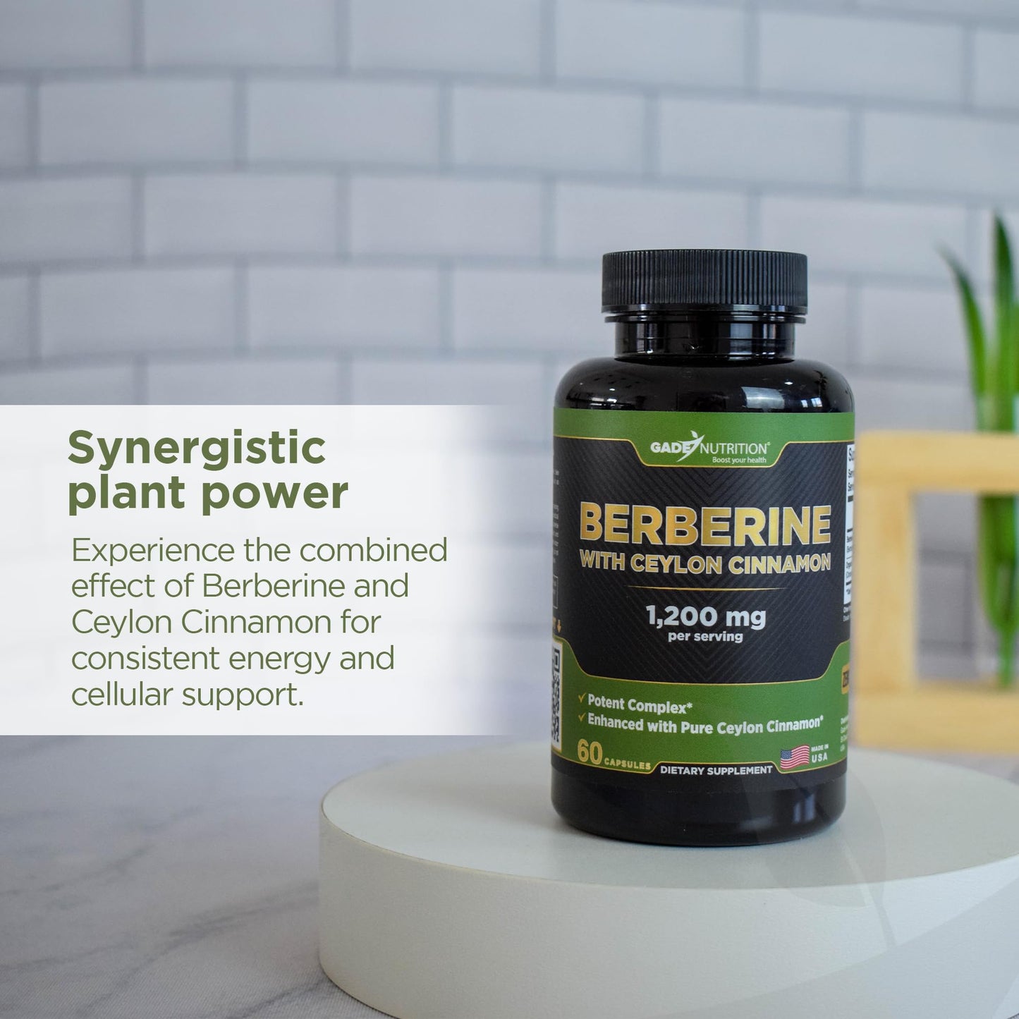 Gade Nutrition Berberine with Ceylon Cinnamon | Berberine HCl 1200 mg | USA Made