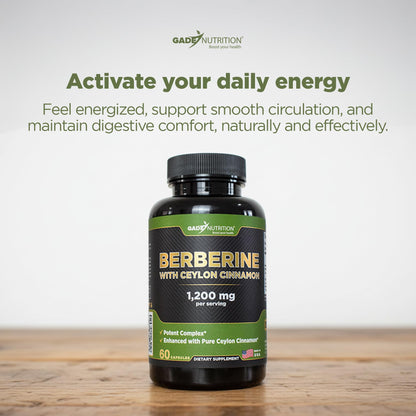 Gade Nutrition Berberine with Ceylon Cinnamon | Berberine HCl 1200 mg | USA Made