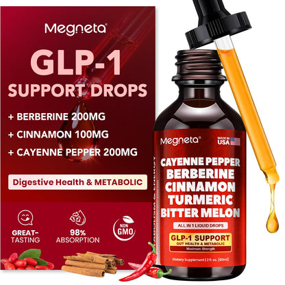 Berberine with Ceylon Cinnamon & Cayenne Pepper Liquid Drops – Digestive & Immune Support, GLP-1 Boost, 2 oz