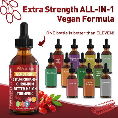Berberine with Ceylon Cinnamon Liquid Drops – Immune & Digestive Support (2 fl oz)