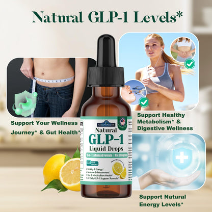 2 Pack GLP-1 Supplement Liquid Drops, 10-in-1 Formula with Berberine, Ceylon Cinnamon, Prebiotic Fiber & Green Tea Extract | Supports Healthy Metabolism, Digestive & Gut Health丨Vegan, Non-GMO