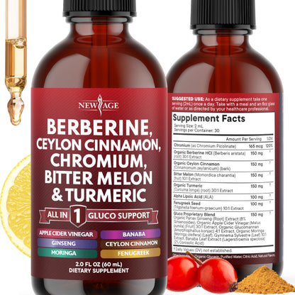 Berberine with Ceylon Cinnamon Liquid Drops – Immune Support Formula (2 oz)