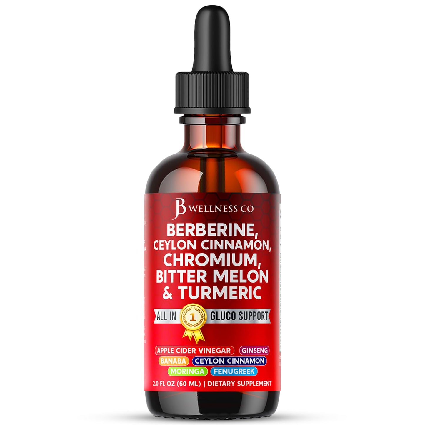 Berberine with Ceylon Cinnamon Liquid Drops 2 OZ | Bitter Melon, Glucomannan, Gymnema & More