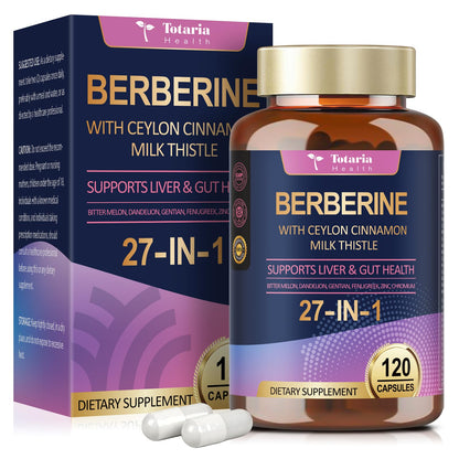 Berberine Supplement with Ceylon Cinnamon & Milk Thistle | GLP-1 Activate Natural Formula - 120 Vegan Caps