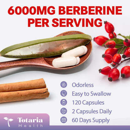 Berberine Supplement with Ceylon Cinnamon & Milk Thistle | GLP-1 Activate Natural Formula - 120 Vegan Caps