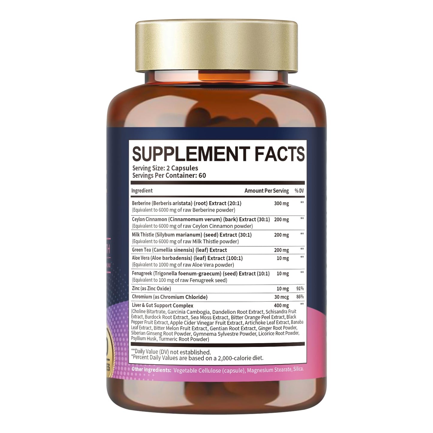 Berberine Supplement with Ceylon Cinnamon & Milk Thistle | GLP-1 Activate Natural Formula - 120 Vegan Caps