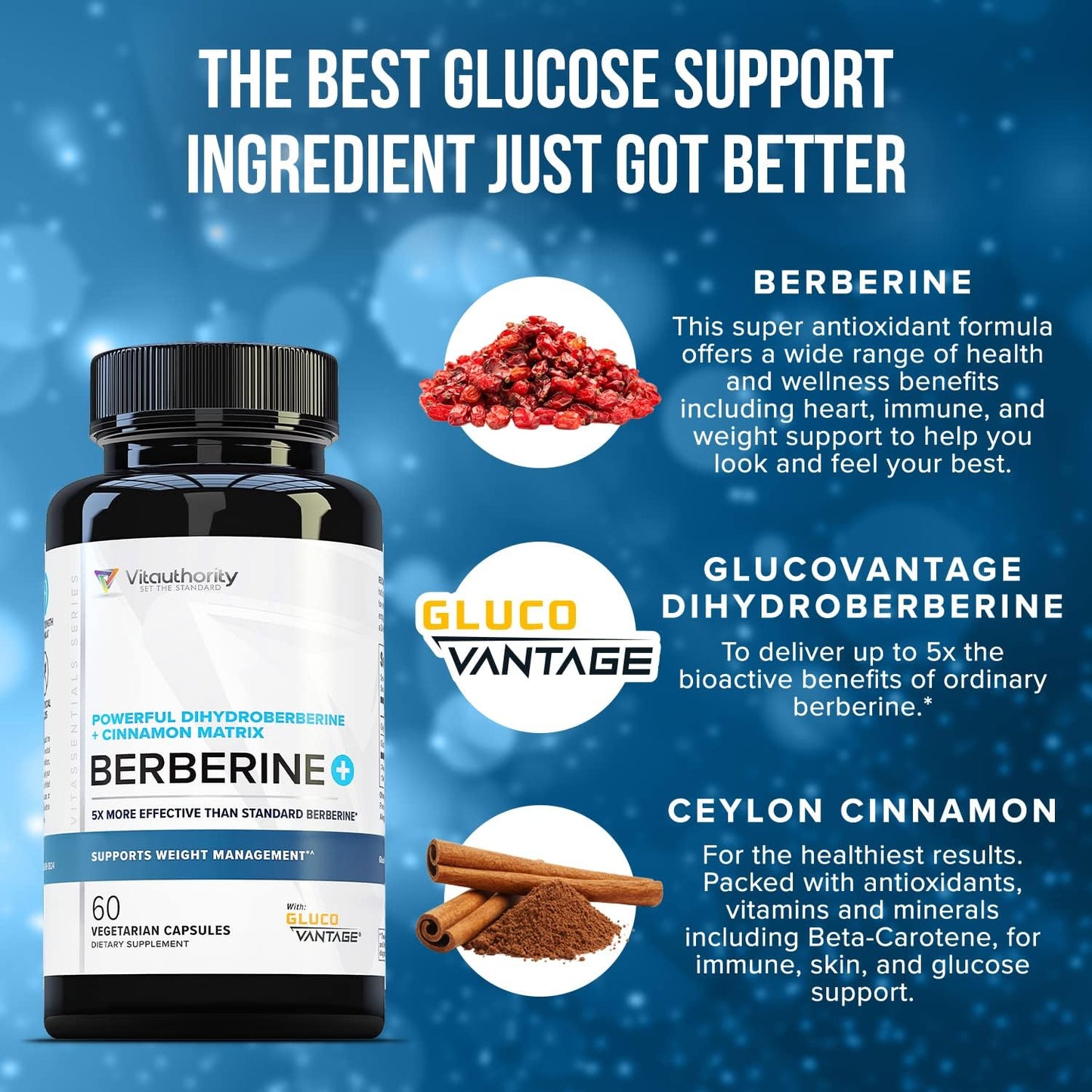 Berberine Ceylon Cinnamon Capsules | High Absorption Dihydroberberine | Vegan & Gluten Free | 30 Servings