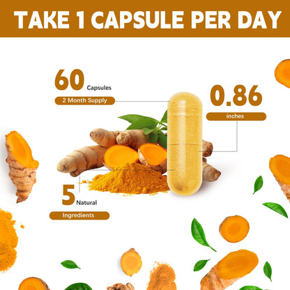 Turmeric Curcumin with Black Pepper & Ginger – Berberine & Ceylon Cinnamon | 60 Capsules