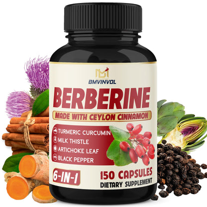 Berberine with Ceylon Cinnamon, Turmeric, Milk Thistle, Artichoke & Black Pepper - 150 Count