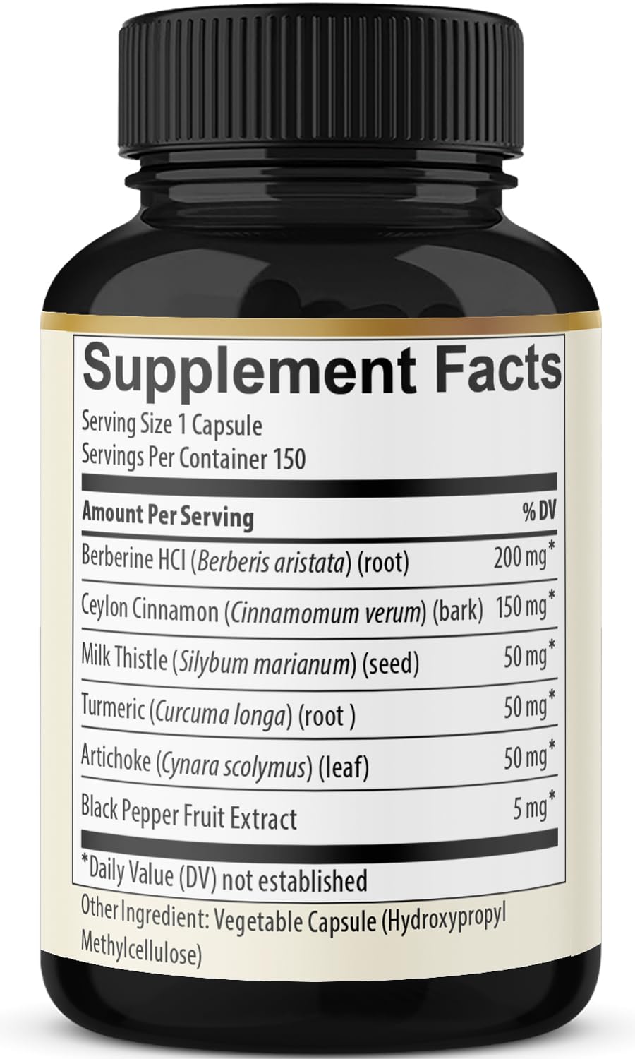 Berberine with Ceylon Cinnamon, Turmeric, Milk Thistle, Artichoke & Black Pepper - 150 Count