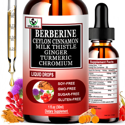 Berberine Drops - 6-in-1 High-Absorption Liquid Berberine (30 Servings)