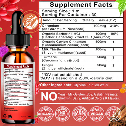 Berberine Drops - 6-in-1 High-Absorption Liquid Berberine (30 Servings)