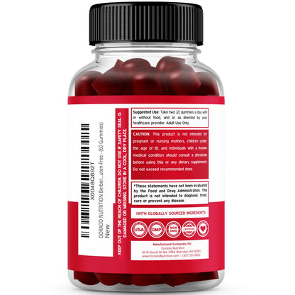 Berberine Gummies with Ceylon Cinnamon (1,200mg) – Sugar-Free, 60 Count, Pack of 2 | Made in USA, Third-Party Tested