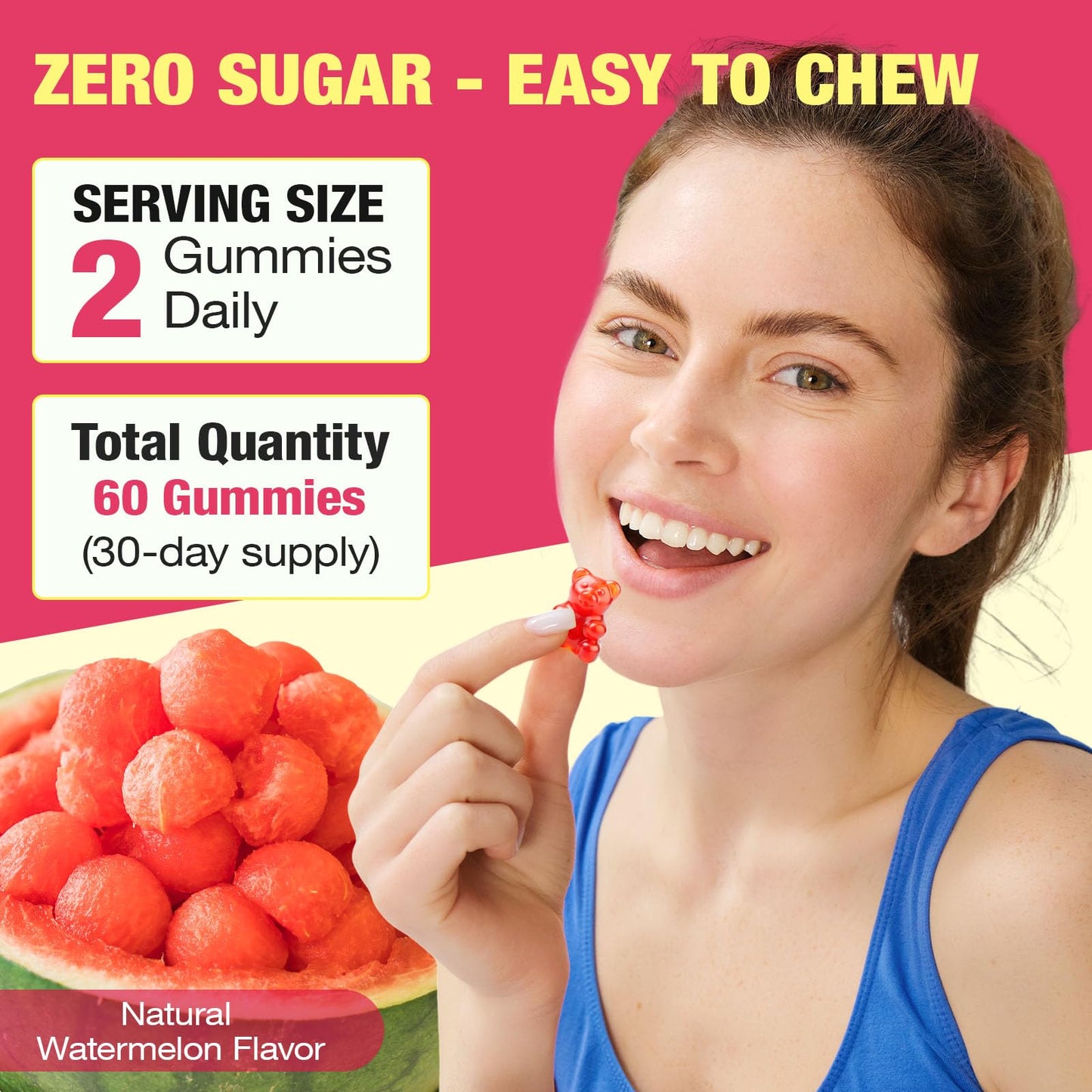CSDLQNF Berberine Gummies with Cinnamon & Milk Thistle – Sugar-Free Watermelon (60 Count)