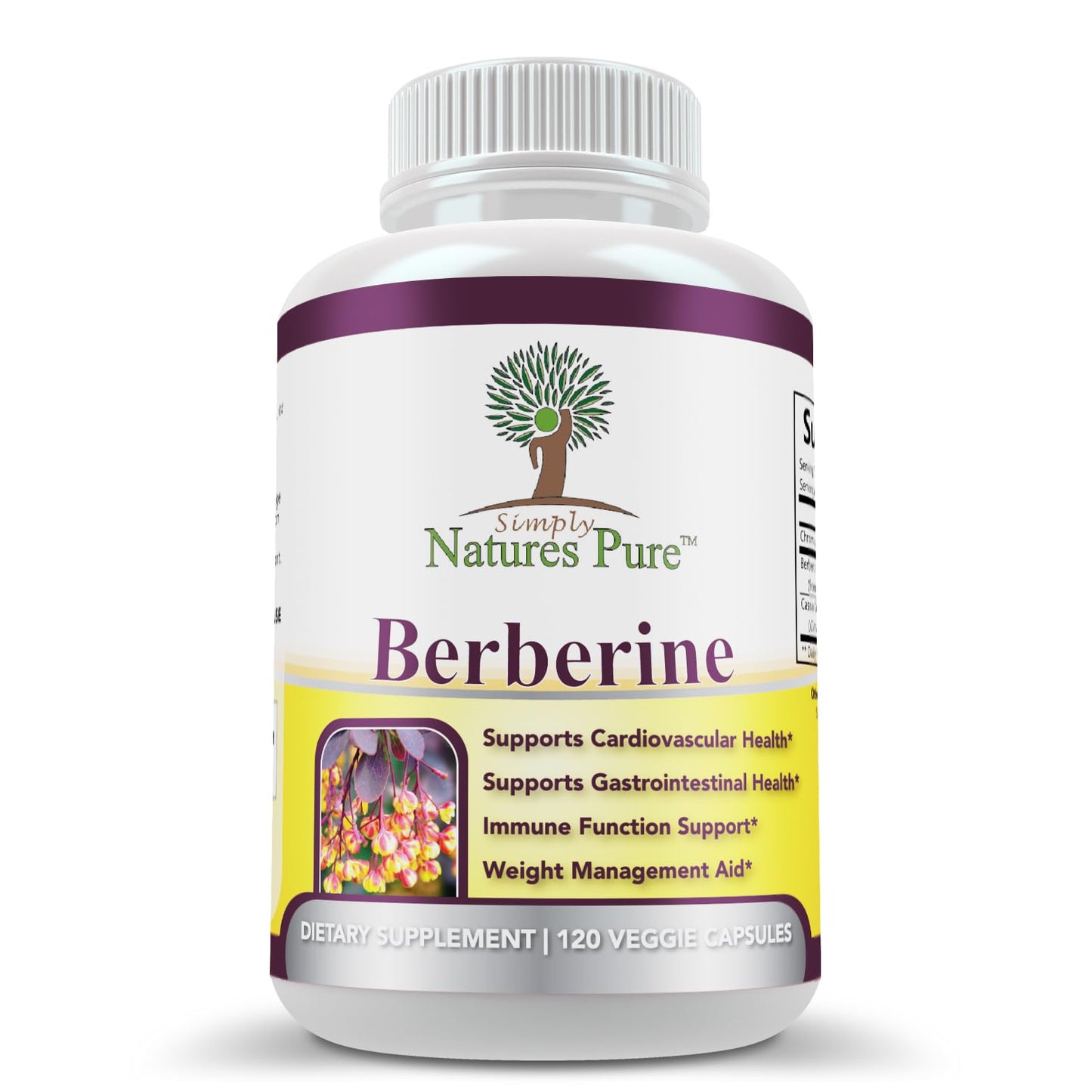 Simply Nature’s Pure Berberine HCl 500mg - 120 Capsules | Heart & GI Support