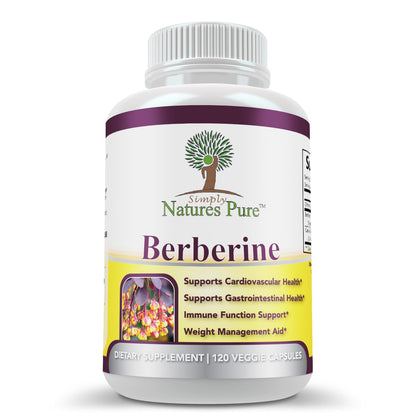Simply Nature’s Pure Berberine HCl 500mg - 120 Capsules | Heart & GI Support