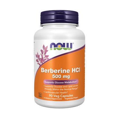 NOW Berberine HCL 500 mg – Supports Glucose Metabolism, 90 Veg Capsules