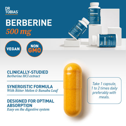 Dr. Tobias Berberine 500mg – Berberine Supplement for Gut Health & Immune Support (60 Capsules) | Vegan, Non-GMO
