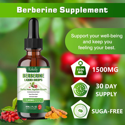 Berberine HCL Liquid Drops 1500mg | Metabolism & Immune Support