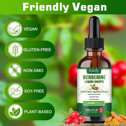 Berberine HCL Liquid Drops 1500mg | Metabolism & Immune Support