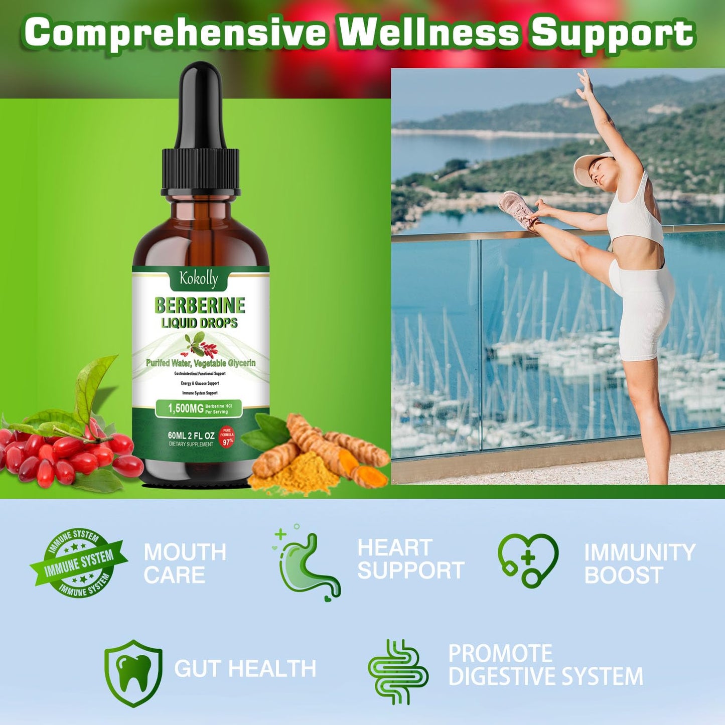 Berberine HCL Liquid Drops 1500mg | Metabolism & Immune Support