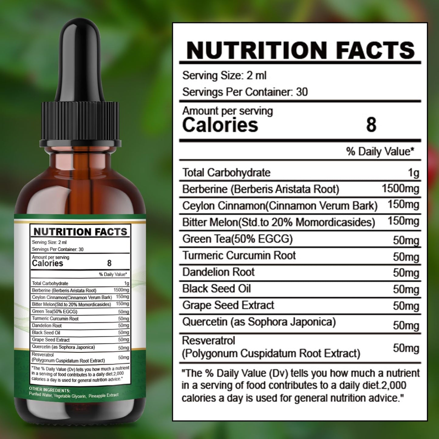 Berberine HCL Liquid Drops 1500mg | Metabolism & Immune Support