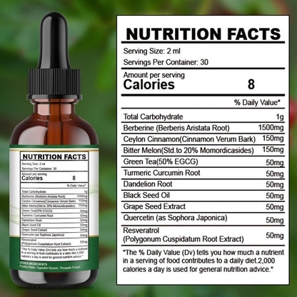 Berberine HCL Liquid Drops 1500mg | Metabolism & Immune Support