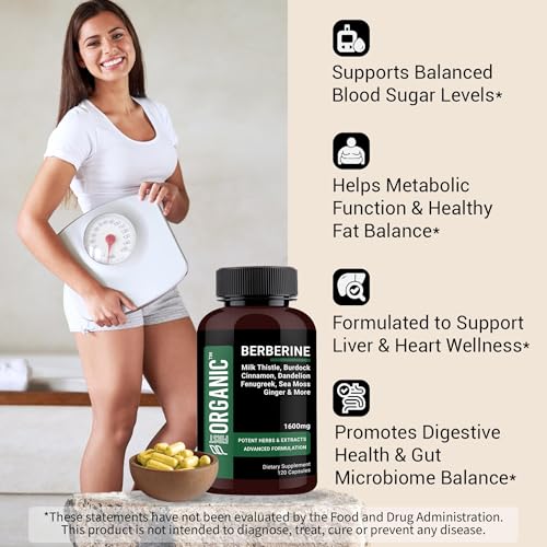 Berberine HCL Metabolic Guard+ Complex 1600mg - 120 Caps | 16-in-1 Herbal Cardiovascular & Liver & Gut Support