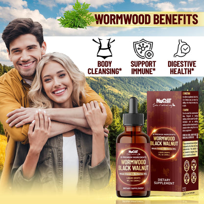 10in1 Wormwood Liquid Drops with Wormwood, Black Walnut, Whole Cloves, Berberine, Milk Thistle, Turmeric, Ginger, Milk Thistle and More - 30ml Liquid Drops for 30Days