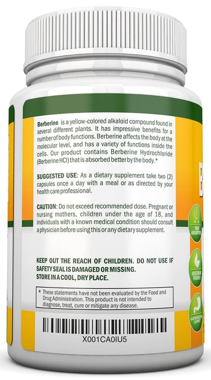 Berberine 1200 mg per Serving | 90 Vegetarian Capsules | Berberine HCl Immune Support
