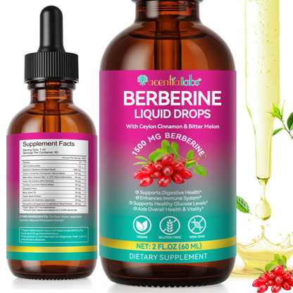 Berberine Liquid Drops 60ml with Ceylon Cinnamon – Immune & Digestive Support