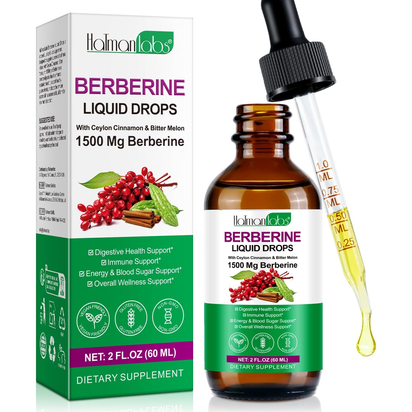 Berberine Supplement High Strength Liquid Drops 60ml – 100% Absorption