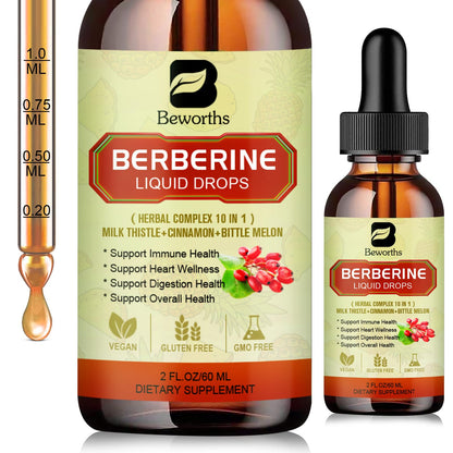 Berberine Liquid Drops with Ceylon Cinnamon – Digestive & Immune Support