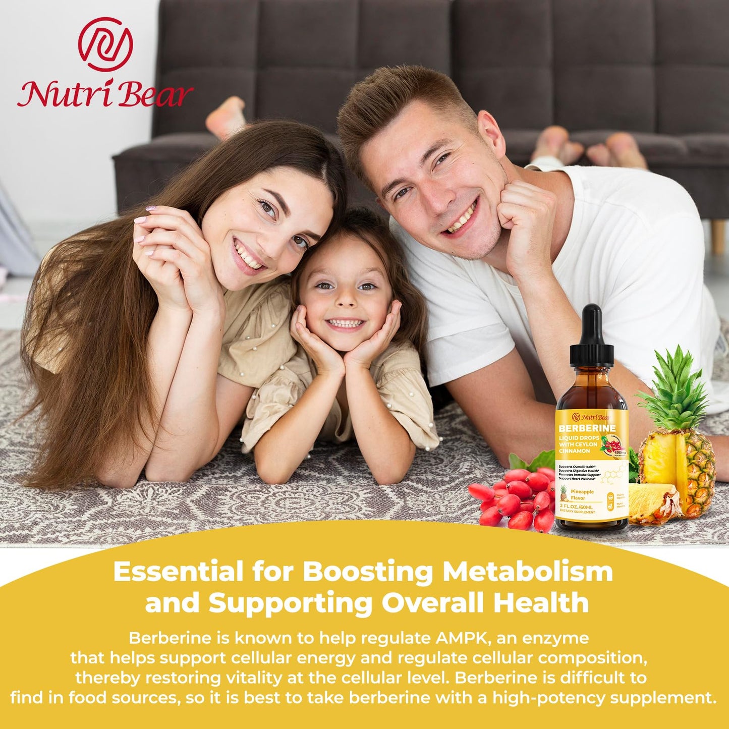 Berberine Liquid Drops with Cinnamon & Turmeric – 2 oz | AMPK, Digestion & Immune Support