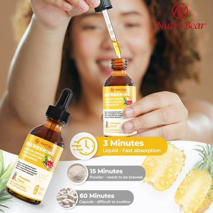 Berberine Liquid Drops with Cinnamon & Turmeric – 2 oz | AMPK, Digestion & Immune Support